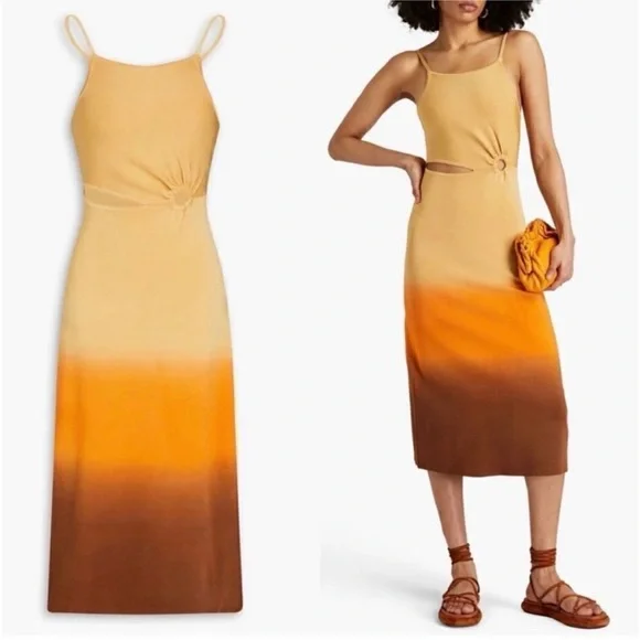 SANDRO - Brown Orange Ombre Midi Dress – NWT – EU 36 (US Small) - Picture 5 of 10